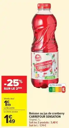 Carrefour Drive Carrefour - boisson au jus de cranberry offre