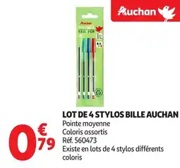 Auchan Lot de 4 stylos bille auchan offre