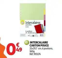 Auchan Intercalaire carton pouce offre