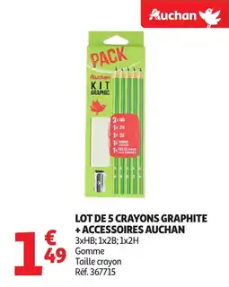 Auchan Lot de 5 crayons graphite + accessoires auchan offre