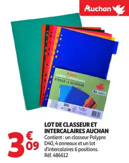 Auchan Lot de classeur et intercalaires auchan offre