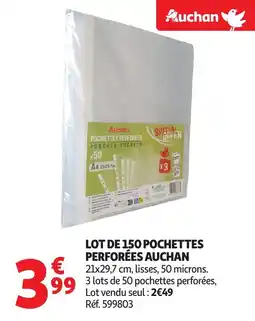 Auchan Lot de 150 pochettes perforées auchan offre