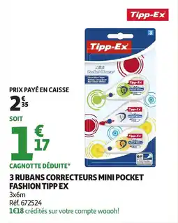 Auchan 3 rubans correcteurs mini pocket fashion tipp ex offre