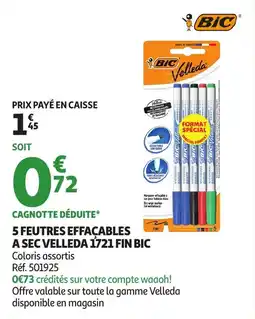 Auchan 5 feutres effacables a sec velleda 1721 fin bic offre