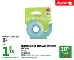 Auchan Ruban adhesif 25m avec devidoir auchan offre