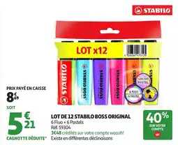 Auchan Lot de 12 stabilo boss original offre