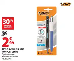 Auchan Stylo 4 couleurs bic + un porte mine offre