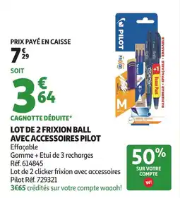 Auchan Lot de 2 frixion ball avec accessoires pilot offre