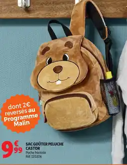Auchan Sac goûter peluche castor offre
