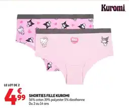 Auchan Shorties fille kuromi offre