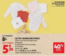 Auchan Lot de 3 bodies inextenso offre