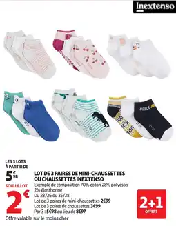 Auchan Lot de 3 paires de mini-chaussettes ou chaussettes inextenso offre
