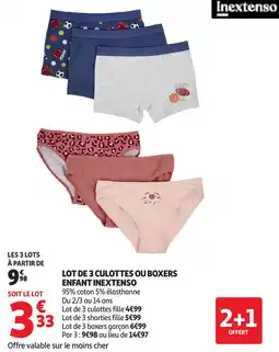 Auchan Lot de 3 culottes ou boxers enfant inextenso offre