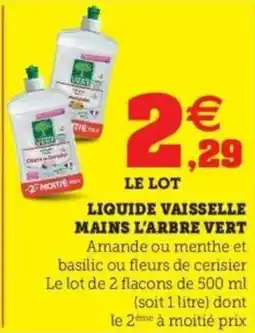 Hyper U L'ARBRE VERT Liquide vaisselle mains offre