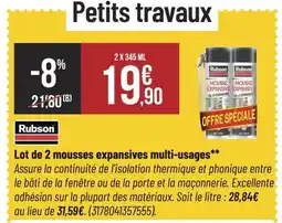 Bricorama RUBSON Lot de 2 mousses expansives multi-usages offre
