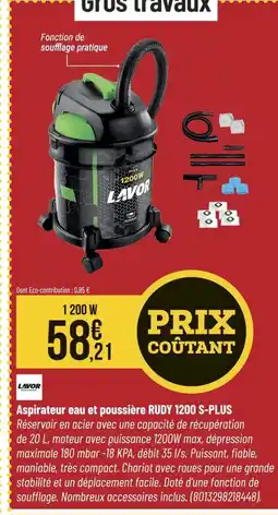 Bricorama Aspirateur eau et poussière RUDY 1200 S-PLUS offre