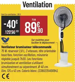Bricorama Ventilateur brumisateur télécommandé offre