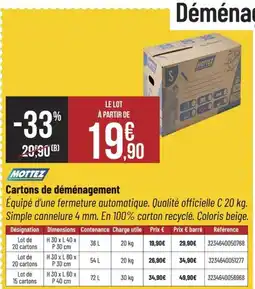 Bricorama MOTTEZ Cartons de déménagement offre