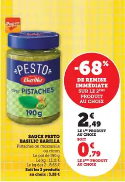 Hyper U Sauce pesto basilic barilla offre