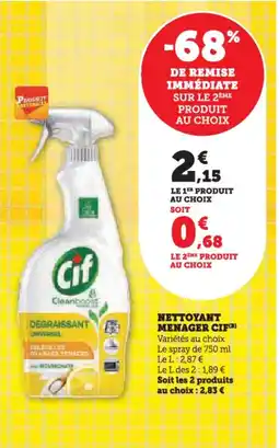 Hyper U Nettoyant menager cif offre