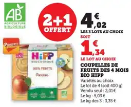 Hyper U Coupelles de fruits des 4 mois bio hipp offre