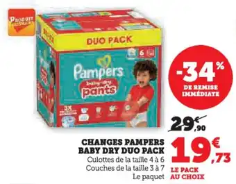 Hyper U Changes pampers baby dry duo pack offre