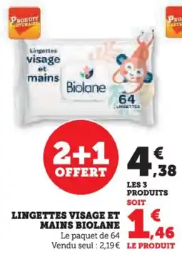 Hyper U Lingettes visage et mains biolane offre