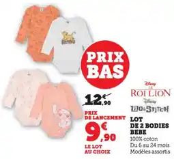 Hyper U Lot de 2 bodies bebe offre