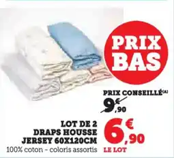 Hyper U Lot de 2 draps housse jersey offre