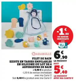 Hyper U Filet de bain existe en tasses empilables en silicone ou lot de 6 aspergeurs de bain offre