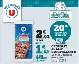 Hyper U Chocolat au lait croustillant u offre