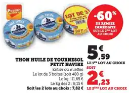 Hyper U Thon huile de tournesol petit navire offre