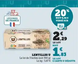 Hyper U Lentilles u offre