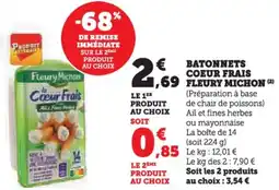 Hyper U Batonnets coeur frais fleury michon offre