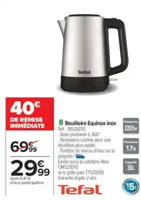 Carrefour Bouilloire Equinox inox offre