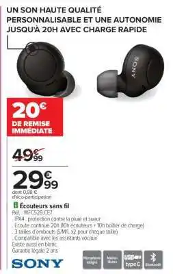 Carrefour Écouteurs sans fil offre