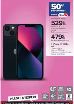 Carrefour iPhone 13 128 Go noir offre