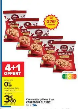 Carrefour Market Cacahuètes grillées à sec CARREFOUR CLASSIC' offre