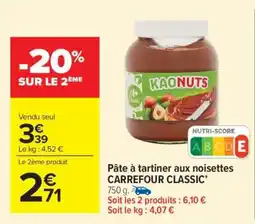 Carrefour Market Pâte à tartiner aux noisettes CARREFOUR CLASSIC' offre