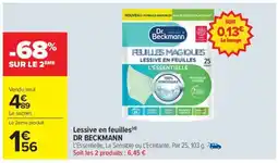 Carrefour Market Lessive en feuilles DR BECKMANN offre