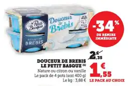 Hyper U Douceur de brebis le petit basque offre