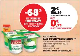 Hyper U Yaourts au lait de chevre soignon offre