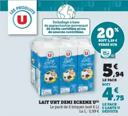 Hyper U Lait uht demi ecreme u offre