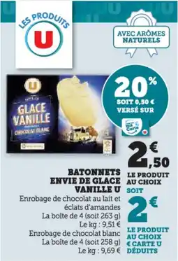 Hyper U Batonnets envie de glace vanille u offre