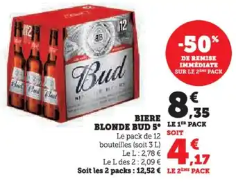 Hyper U Biere blonde bud 5° offre