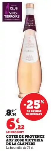Hyper U Cotes de provence aop rose victoria de la clapiere offre