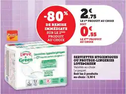 Hyper U Serviettes hygieniques ou protege-lingeries love&green offre