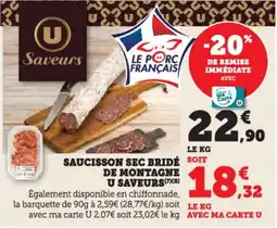 Hyper U Saucisson sec bridé de montagne u saveurs offre