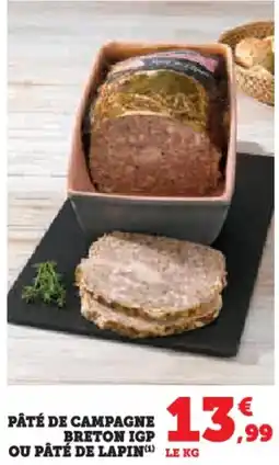 Hyper U Pâté de campagne breton igp ou pâté de lapin offre
