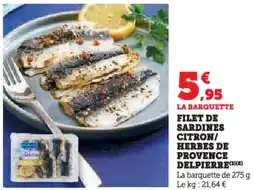 Hyper U Filet de sardines citron / herbes de provence delpierre offre
